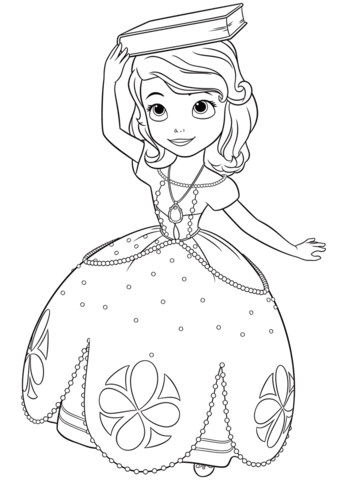 Princess Sofia With A Book On Her Head Coloring Page